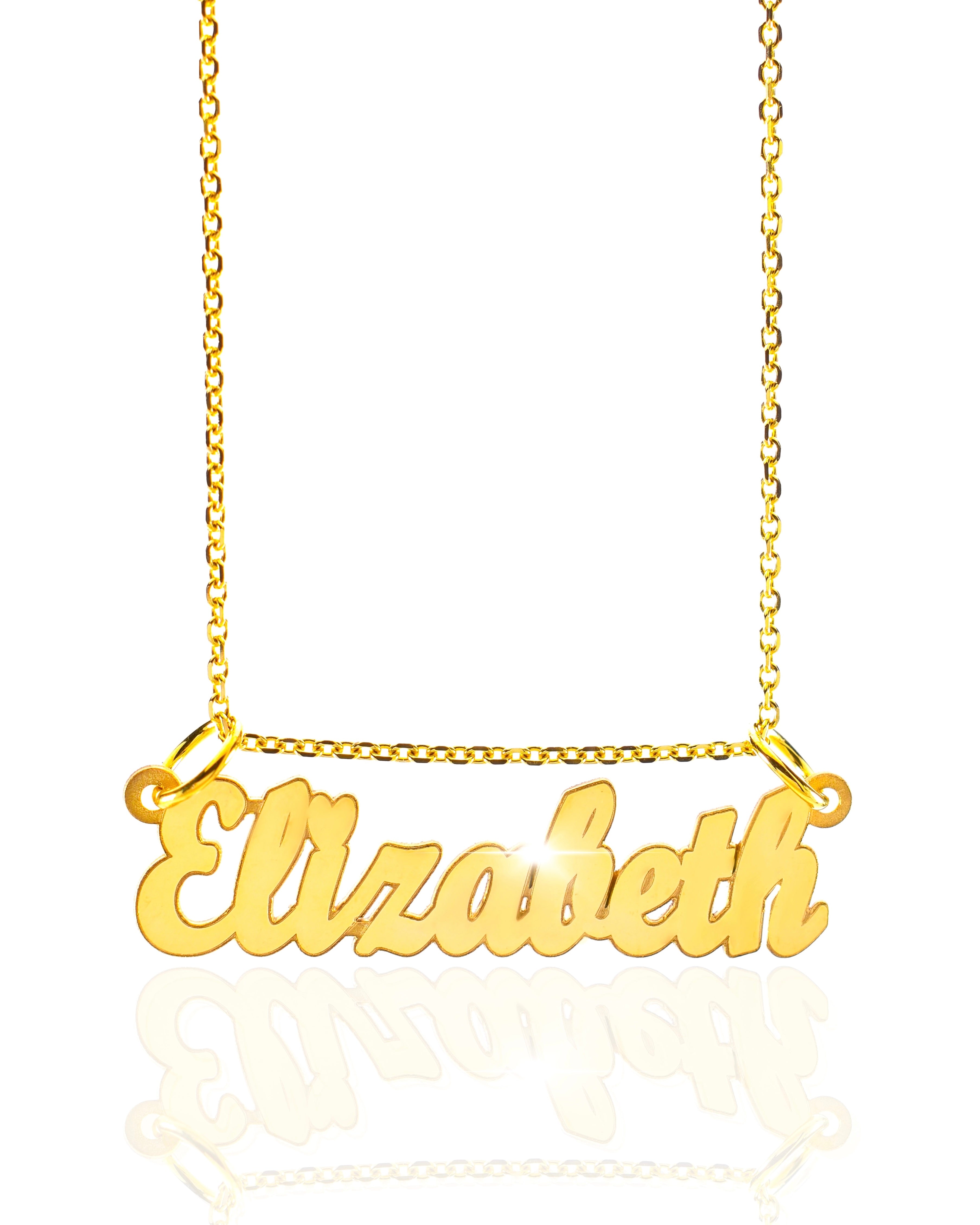 Gold necklace with hot sale name in cursive