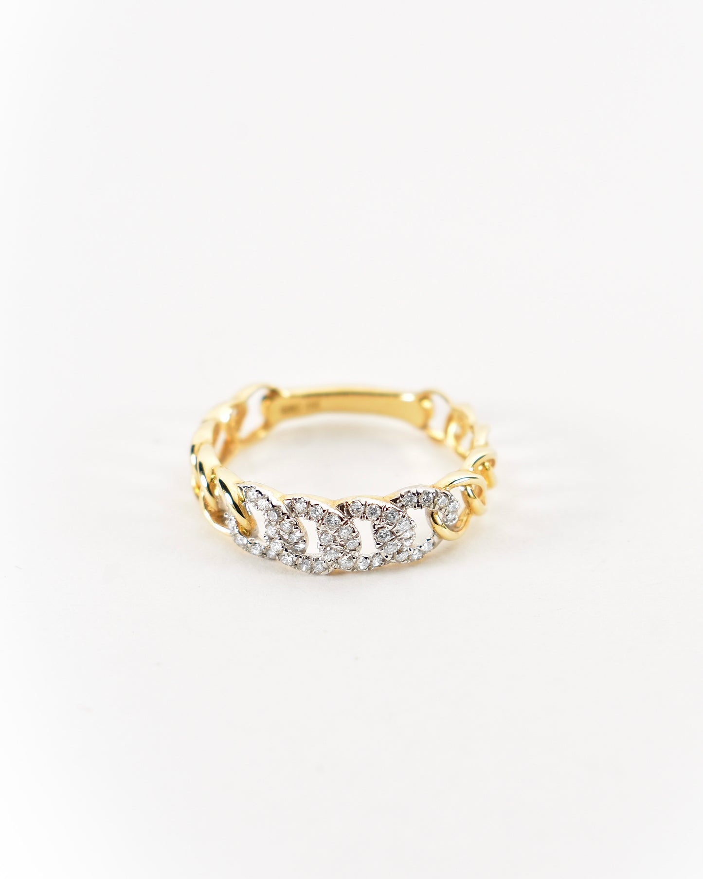 Yellow Gold Diamond Cuban Link Women’s Ring