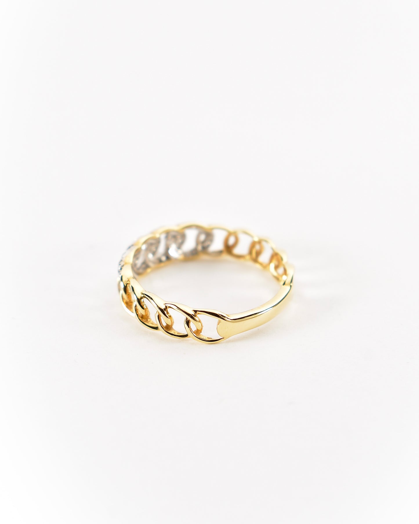 Yellow Gold Diamond Cuban Link Women’s Ring