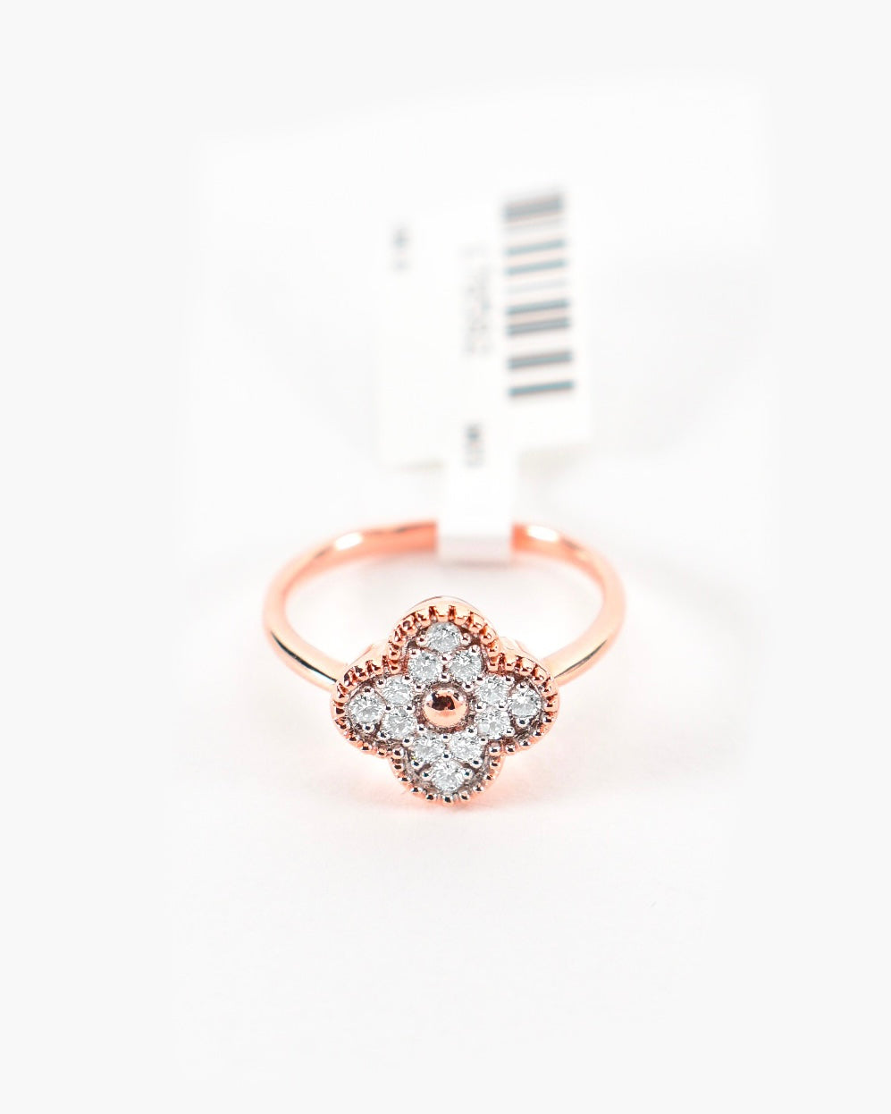 Full Diamond Clover Women's Rose Gold Ring