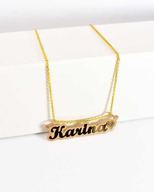 Premium Minimalist Cursive With Heart Gold Name Necklace