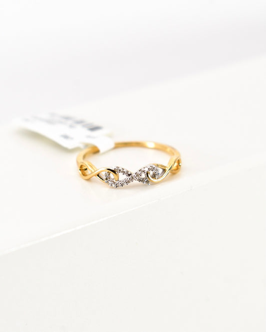 Yellow Gold Diamond Tripple Infinity Women's Ring