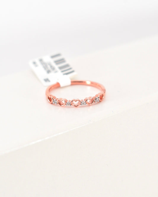 Rose Gold Diamond Open Hearts Women's Ring