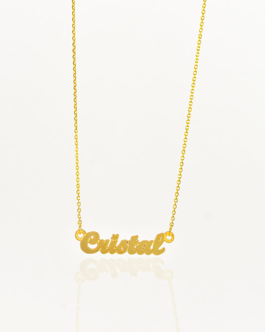 Yellow Gold Simple Cursive Mini Name Necklace