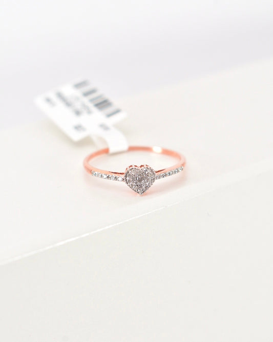 Rose Gold Diamond Slender Heart Women's Ring