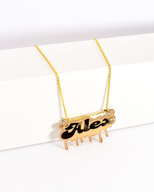 Premium Paint Drip Gold Name Necklace