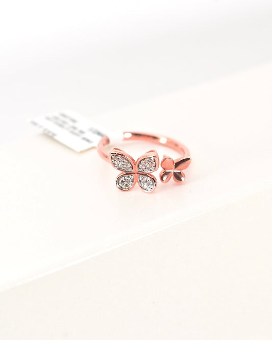 Rose Gold Diamond Butterfly Cuff Women's Ring