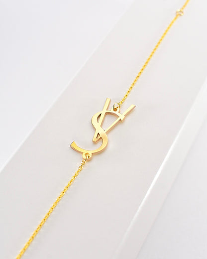 Personalized Stacked Initial Solid Gold Bracelet