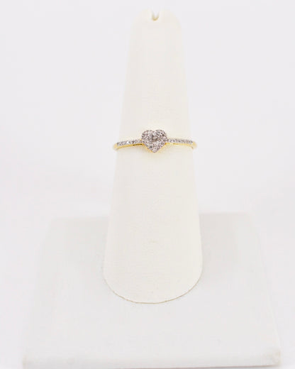 Yellow Gold Diamond Slender Heart Women's Ring