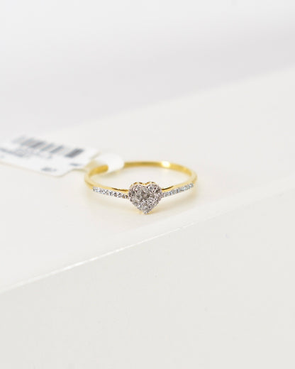 Yellow Gold Diamond Slender Heart Women's Ring