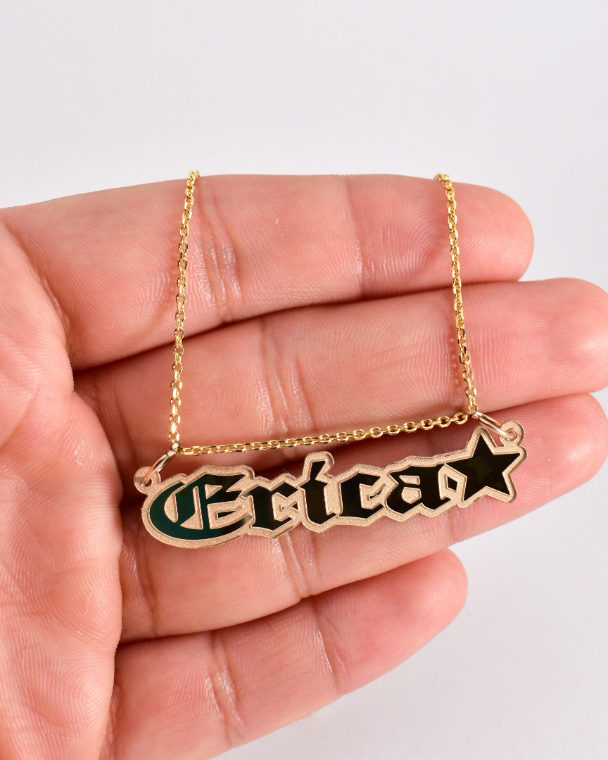 Gold pendant with name deals in english