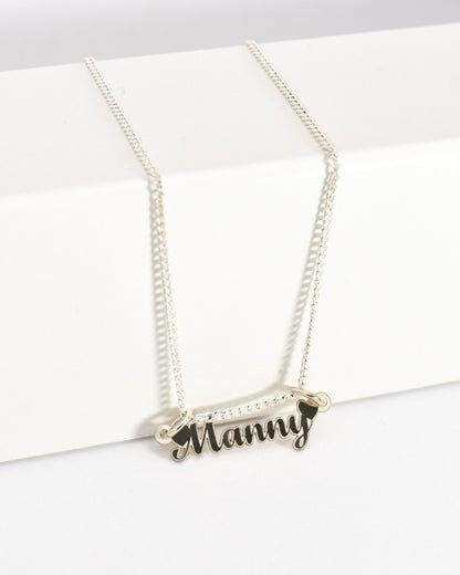 Mini Calligraphy Double Heart Name Necklace ( GOLD -or- SILVER)