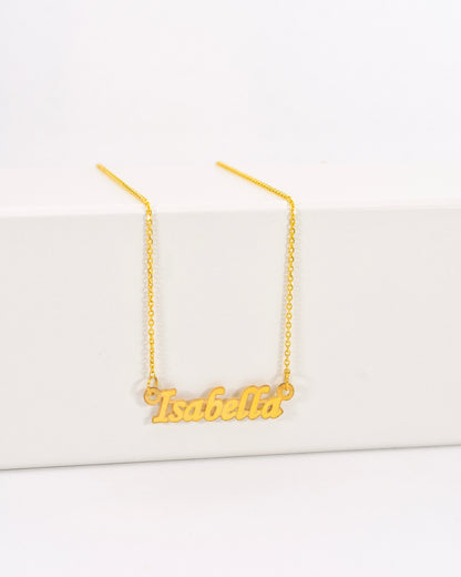 Yellow Gold Fancy Print Mini Name Necklace