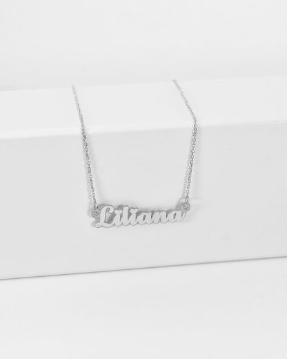 Sterling Silver Mini Calligraphy Name Necklace with Heart