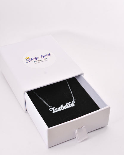 Sterling Silver Fancy Print Mini Name Necklace