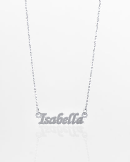 Sterling Silver Fancy Print Mini Name Necklace