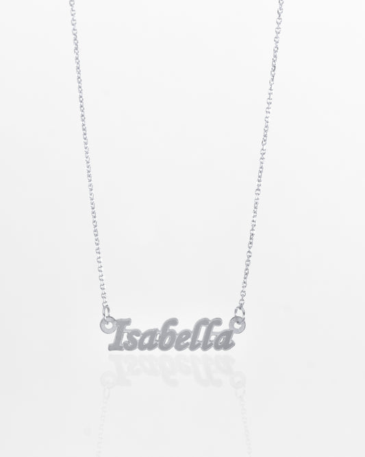 Sterling Silver Fancy Print Mini Name Necklace