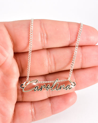 Long Calligraphy Script Name Necklace ( GOLD -or- SILVER)