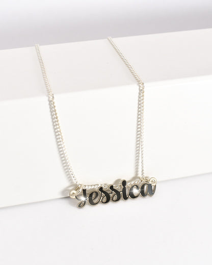 Simple Calligraphy Cursive Name Necklace ( GOLD -or- SILVER)