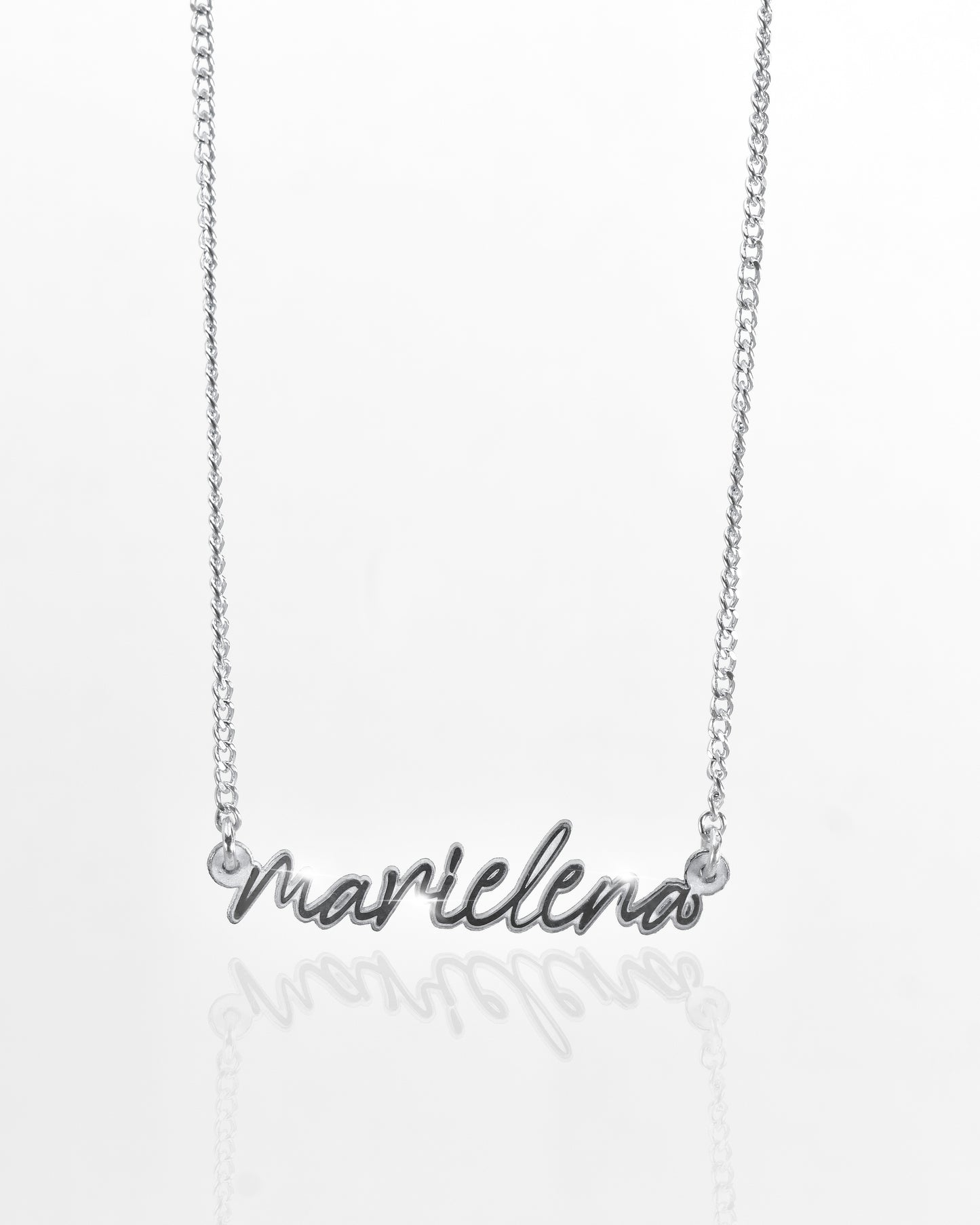 Long Calligraphy Script Name Necklace ( GOLD -or- SILVER)