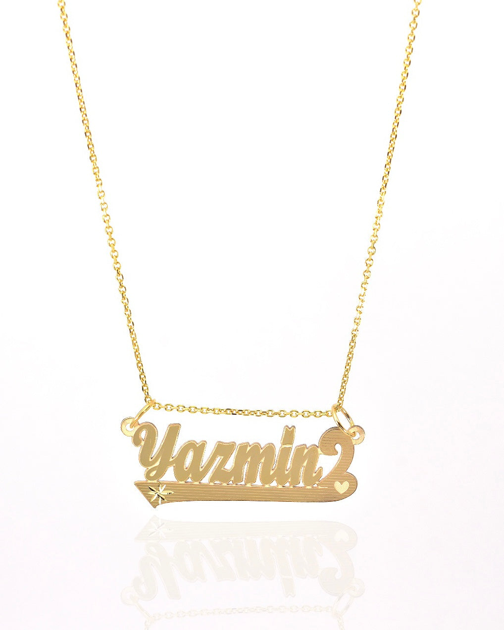 Underlined with Diamond Cut Star Cursive Gold Name Necklace