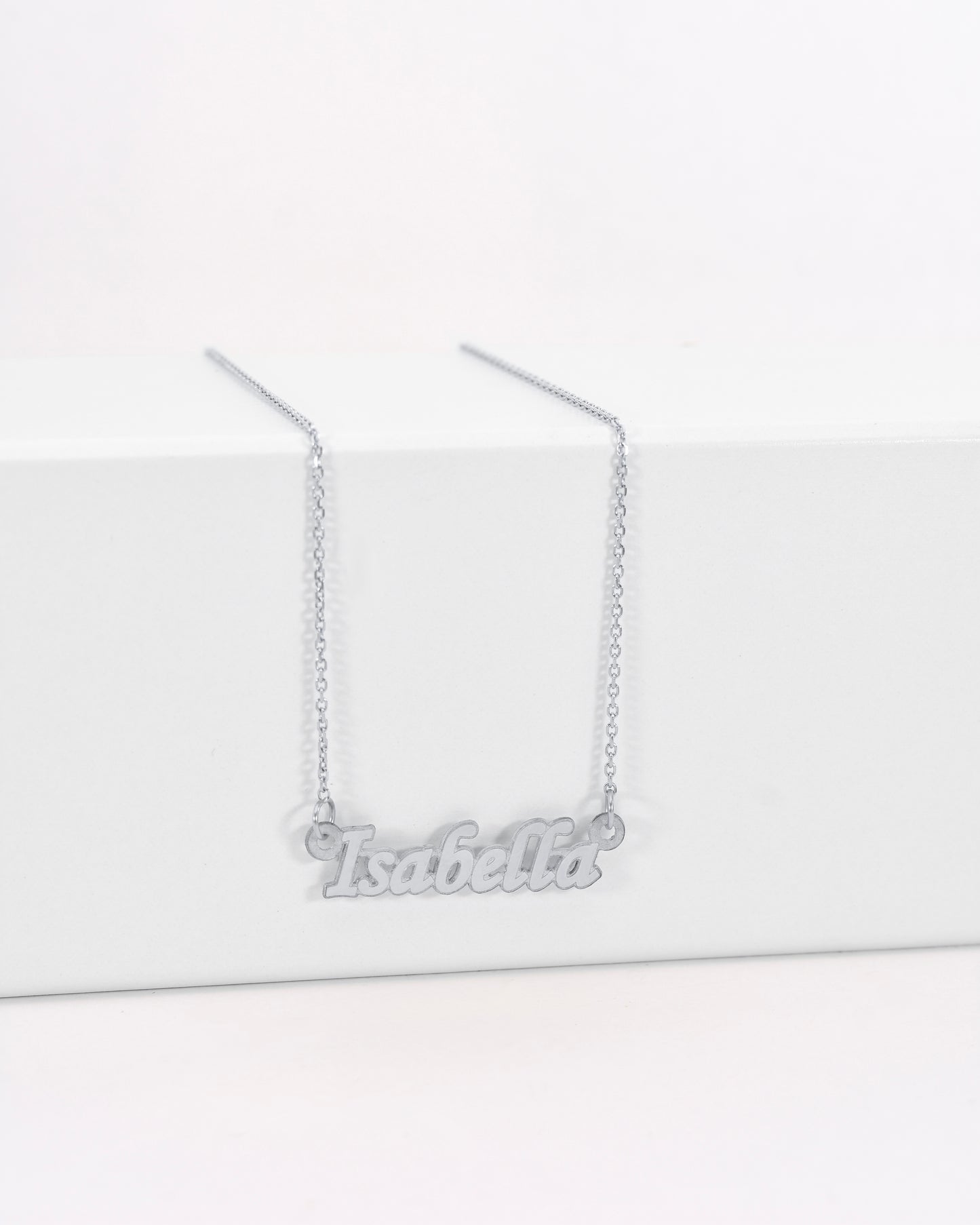 Sterling Silver Fancy Print Mini Name Necklace