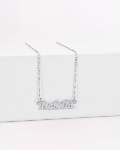 Sterling Silver Fancy Print Mini Name Necklace