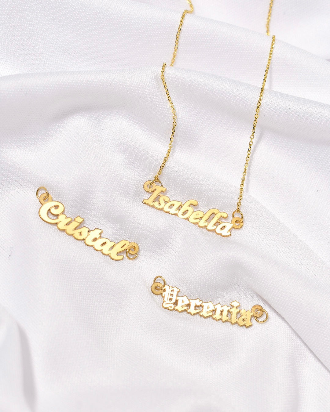 Rose Gold Old English Mini Name Necklace