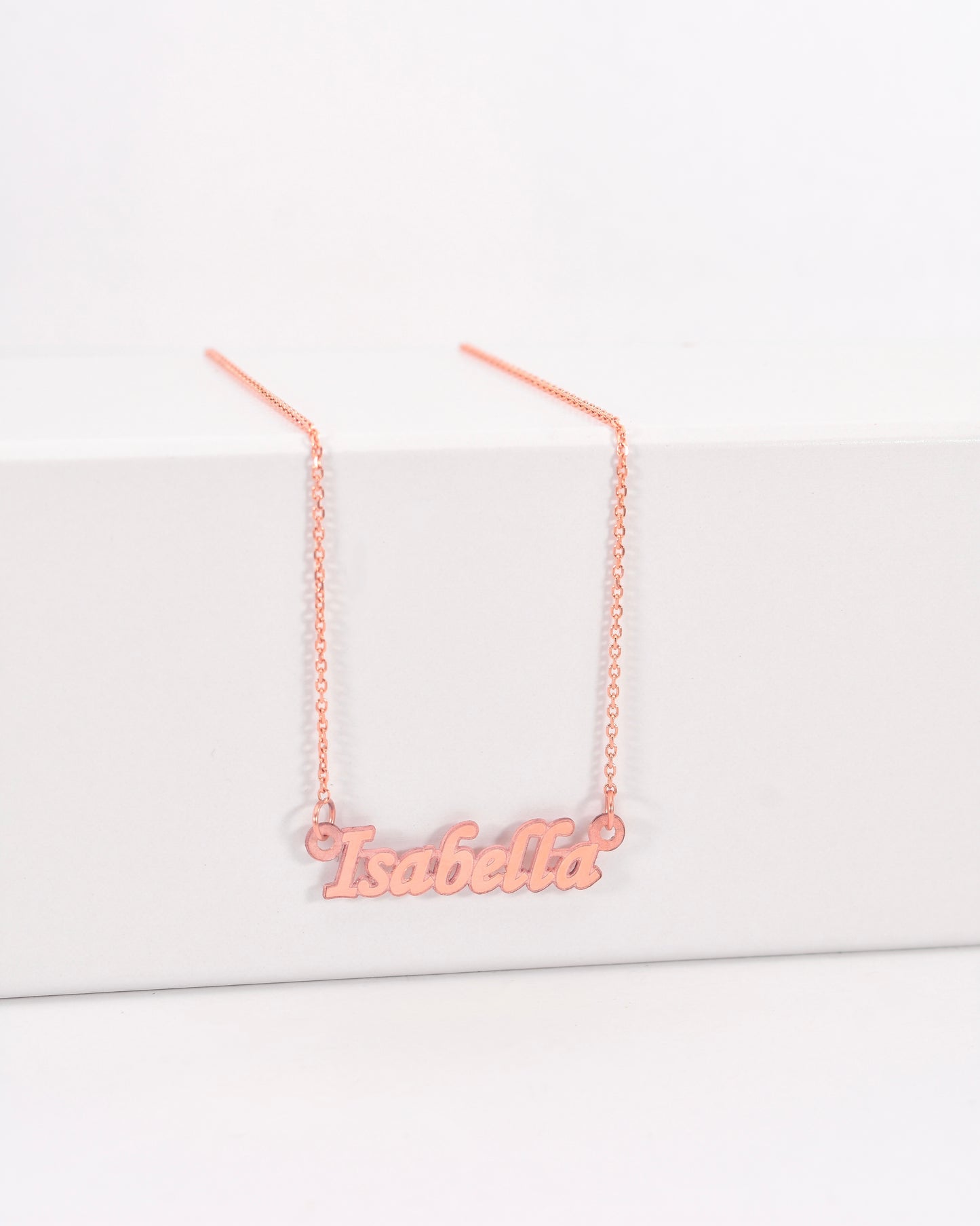 Rose Gold Fancy Print Mini Name Necklace