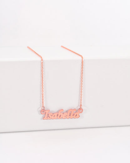 Rose Gold Fancy Print Mini Name Necklace