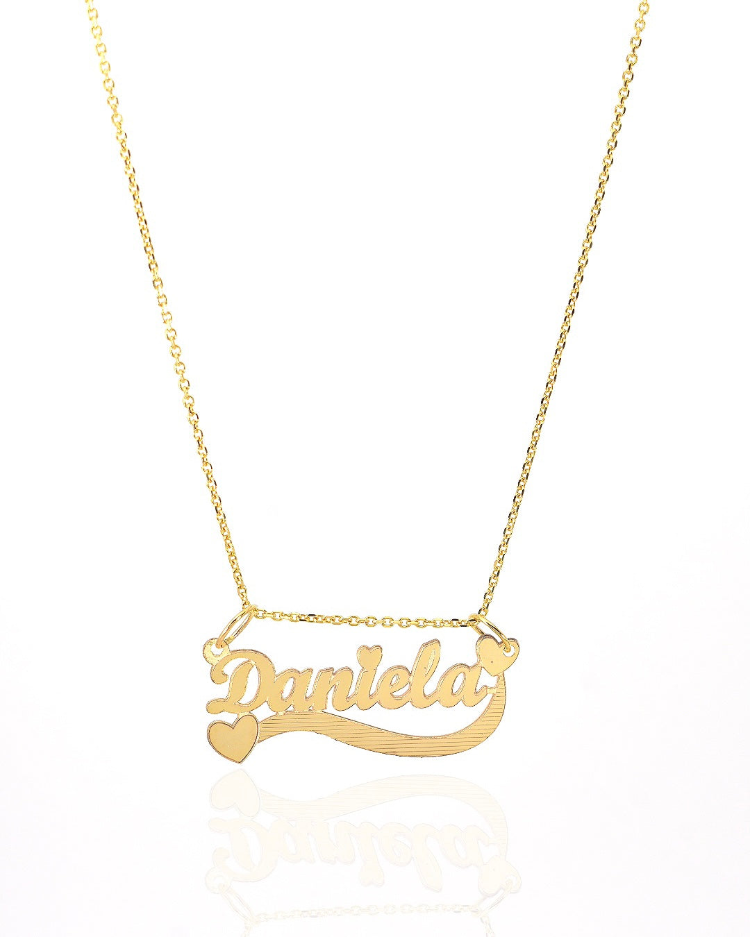 Shooting Star Heart Cursive Gold Name Necklace