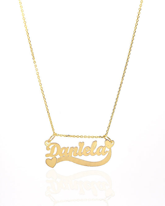 Shooting Star Heart Cursive Gold Name Necklace