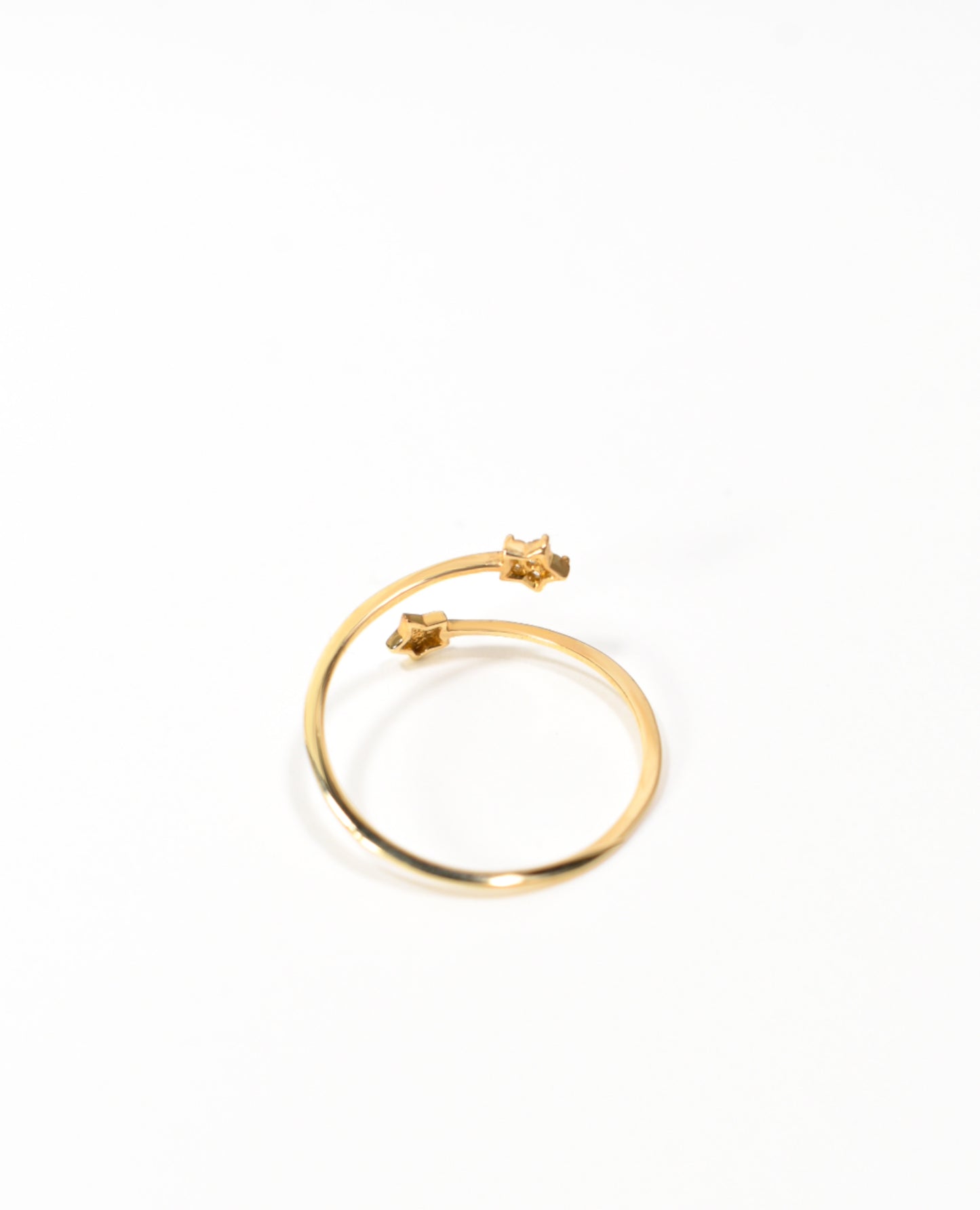 One Size Double Sparkling Star Stackable Woman Ring in 14k Solid Gold