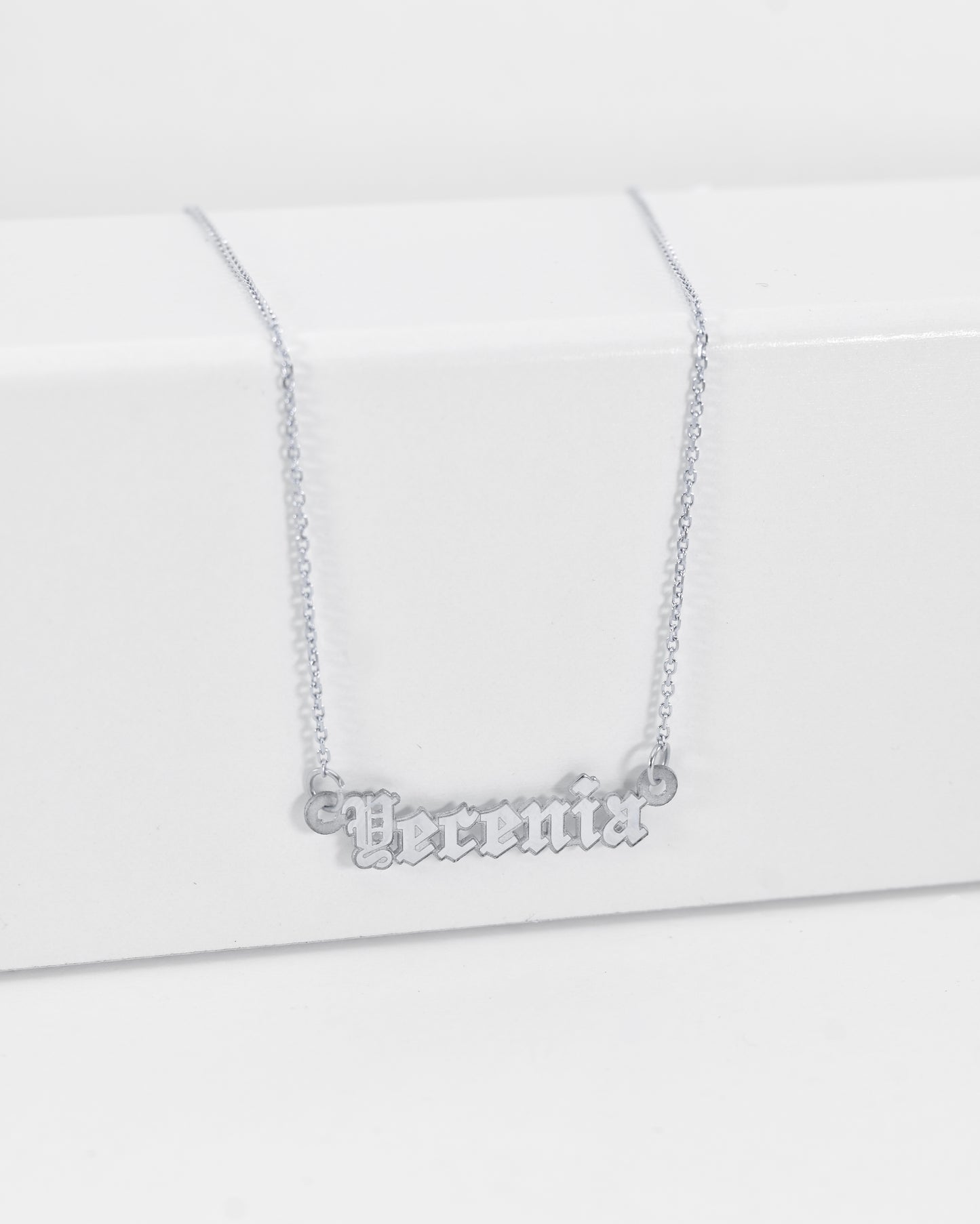 Sterling Silver Old English Mini Name Necklace