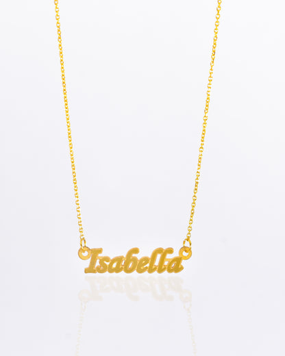 Yellow Gold Fancy Print Mini Name Necklace