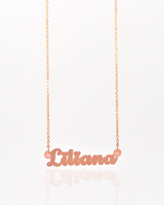 Rose Gold Mini Calligraphy Name Necklace with Heart