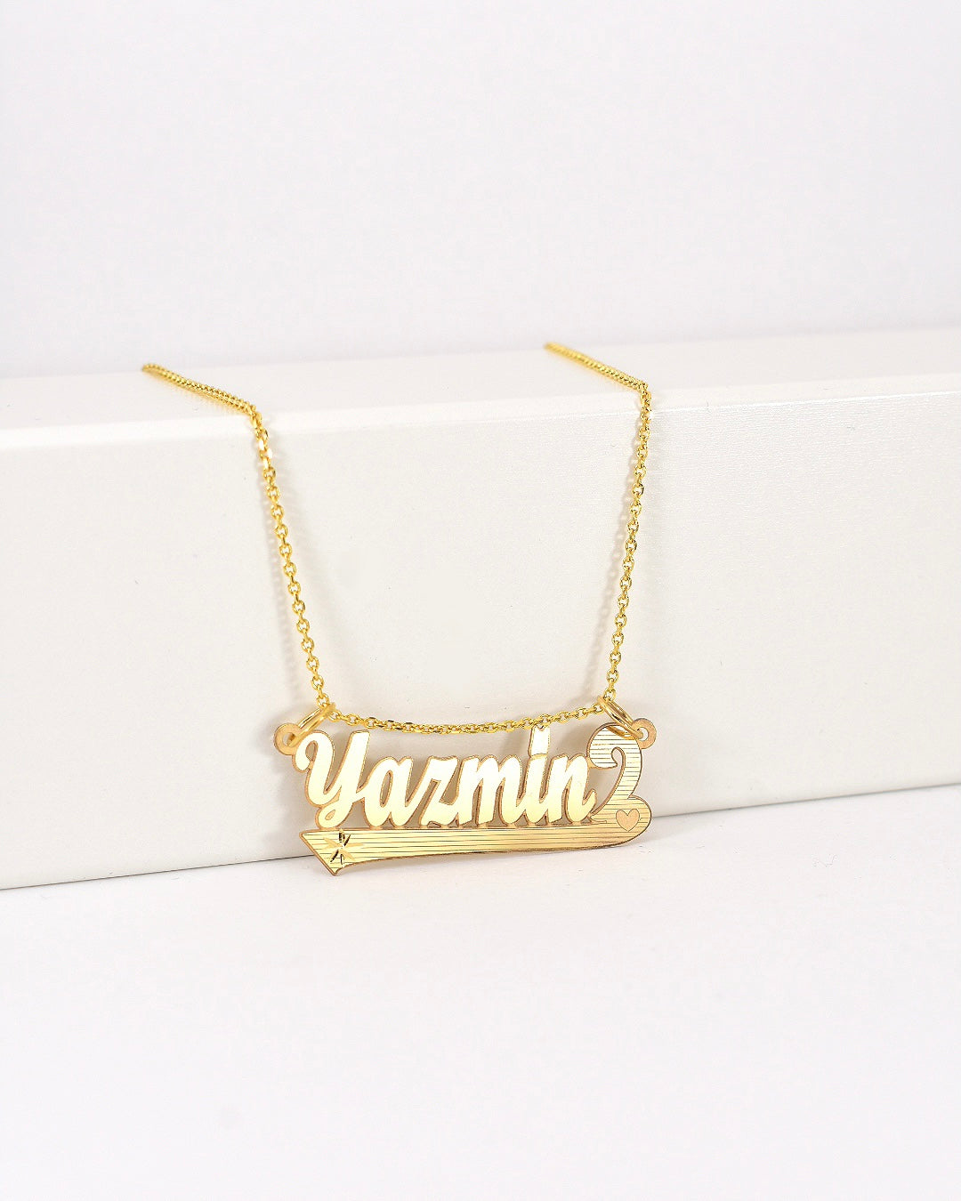 Underlined with Diamond Cut Star Cursive Gold Name Necklace