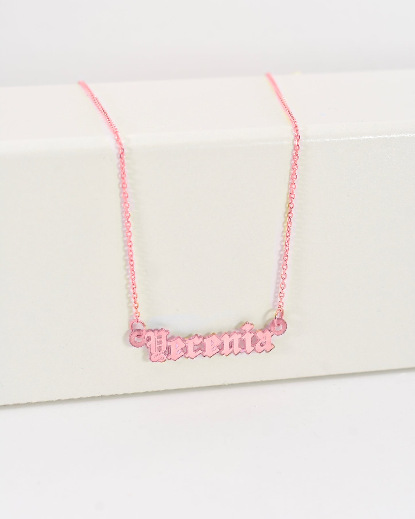 Rose Gold Old English Mini Name Necklace