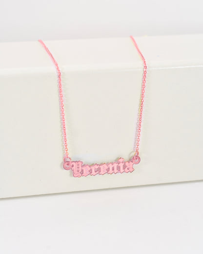 Rose Gold Old English Mini Name Necklace