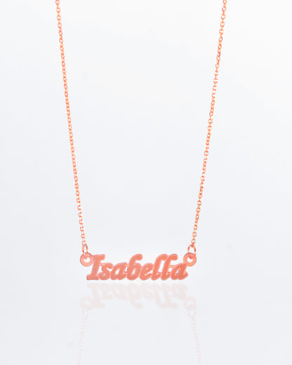 Rose Gold Fancy Print Mini Name Necklace