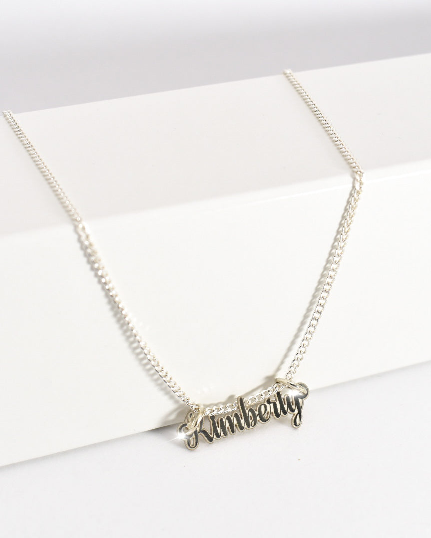 Mini Calligraphy Cursive Name Necklace ( GOLD -or- SILVER)