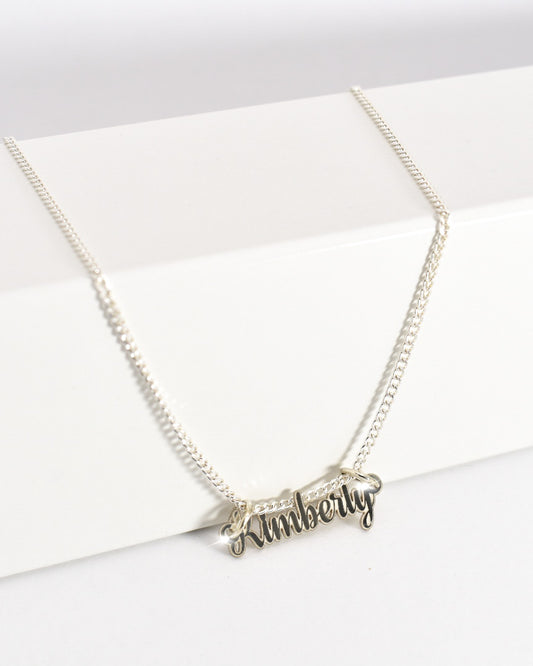 Mini Calligraphy Cursive Name Necklace ( GOLD -or- SILVER)