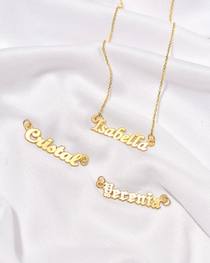 Yellow Gold Old English Mini Name Necklace